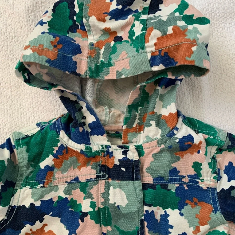 Toddler Girls Gymboree Hooded Lightweight Pink Blue Camo Coat Jacket Size 2T
